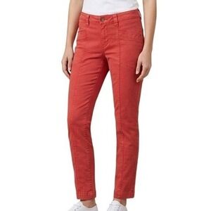 Cabi Women's Size 10 Red Slim Seam Detail Stretch Trousers Pockets Utility Pants